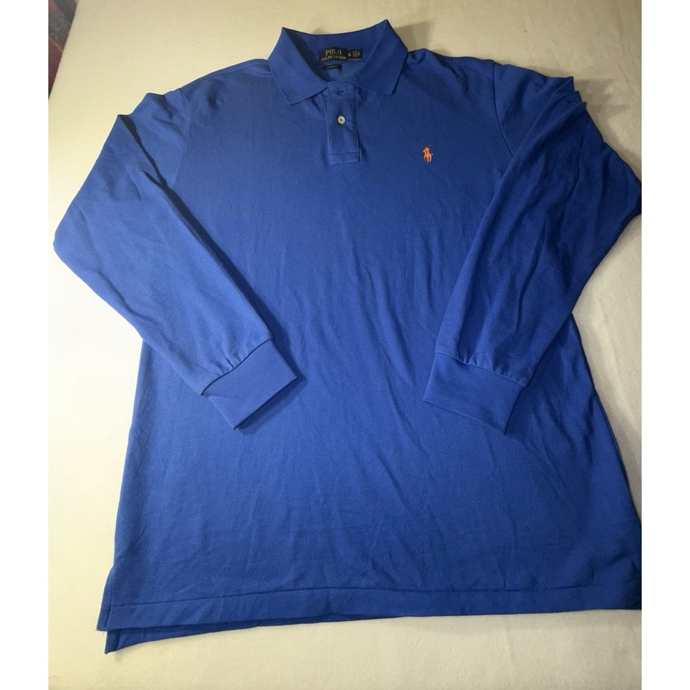 Polo Ralph Lauren Polo Shirt Mens Blue‎ XL Long Sleeve Logo Blue Collared